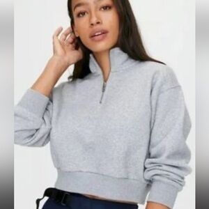 Aritzia Gray Half-Zip Sweater New Without Tags